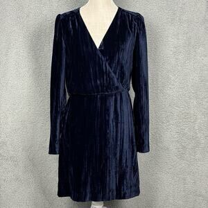 H&M Women's Velvet Dress Long Sleeve V Neck Royal Blue Womens 6, fairy grunge